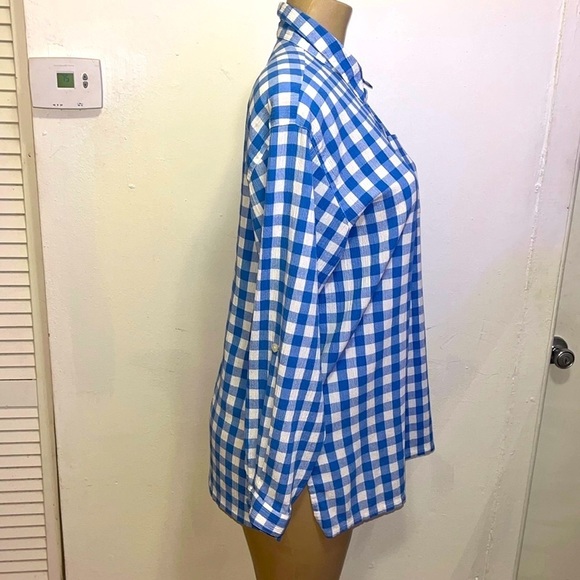 KORET Upscale Plaid Checkered Butrin Down Blouse Shirt Sz L - Picture 2 of 5